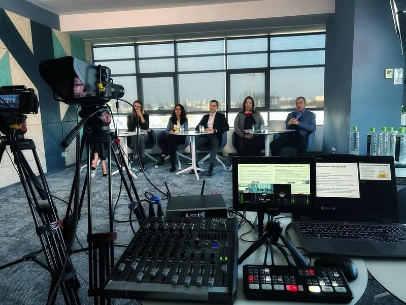Professional interview setup at Crowe Romania offices